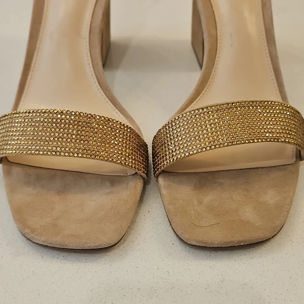 Vince Camuto Tan Suede Block Heel Sandals sz 10 - Picture 5 of 9